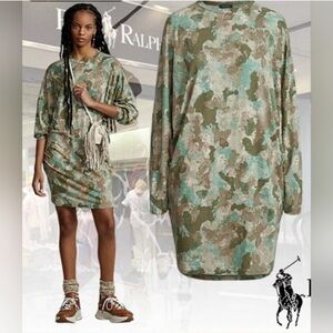 Rare Polo by Ralph Lauren- Camo linen oversized dress